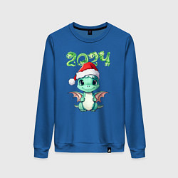 Свитшот хлопковый женский 2024 символ года милый дракончик, цвет: синий