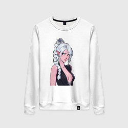 Свитшот хлопковый женский Шэдоухарт - серебрянные волосы, цвет: белый