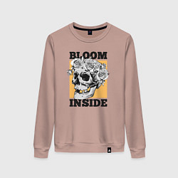 Свитшот хлопковый женский Bloom inside, цвет: пыльно-розовый