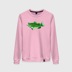 Свитшот хлопковый женский Зелёная рыбка, цвет: светло-розовый
