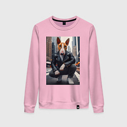 Свитшот хлопковый женский Булли на улице Нью-Йорка - нейросеть, цвет: светло-розовый
