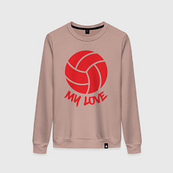 Свитшот хлопковый женский Volleyball my love, цвет: пыльно-розовый