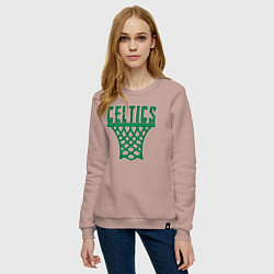 Свитшот хлопковый женский Celtics net, цвет: пыльно-розовый — фото 2