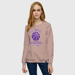 Свитшот хлопковый женский Basketball Los Angeles, цвет: пыльно-розовый — фото 2