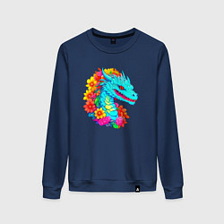 Женский свитшот Дракон в цветах