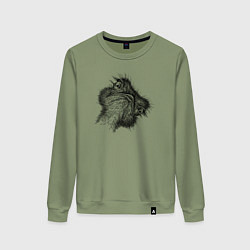Свитшот хлопковый женский Страус дерзкий, цвет: авокадо