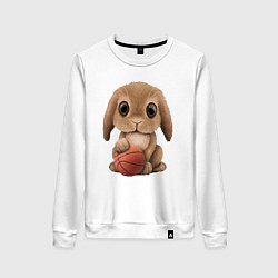 Свитшот хлопковый женский Кролик баскетболист, цвет: белый