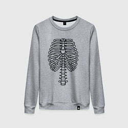 Свитшот хлопковый женский Скелет рентген, цвет: меланж