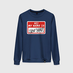 Свитшот хлопковый женский Hi my name is, цвет: тёмно-синий