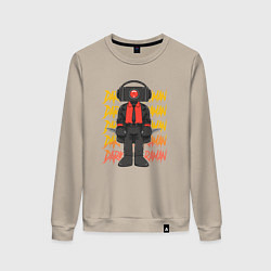 Свитшот хлопковый женский Чёрный КамераМен, цвет: миндальный