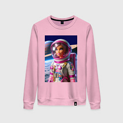 Свитшот хлопковый женский Барби - крутой космонавт, цвет: светло-розовый