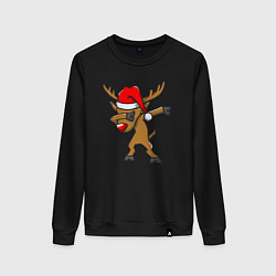 Свитшот хлопковый женский Deer dabbing, цвет: черный