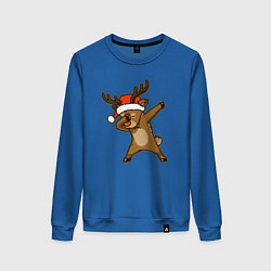 Свитшот хлопковый женский Dabbing deer, цвет: синий