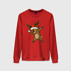 Свитшот хлопковый женский Dabbing deer, цвет: красный