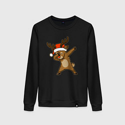 Свитшот хлопковый женский Dabbing deer, цвет: черный