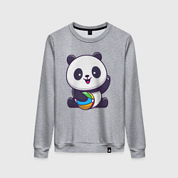 Свитшот хлопковый женский Панда с мячиком, цвет: меланж