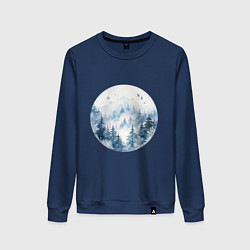 Женский свитшот Горы в тумане в круге