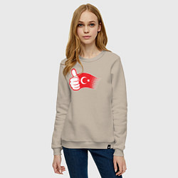 Свитшот хлопковый женский Турецкий лайк, цвет: миндальный — фото 2