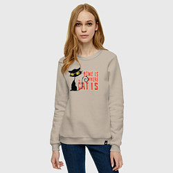 Свитшот хлопковый женский Дом там где котик, цвет: миндальный — фото 2
