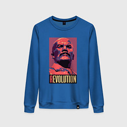 Свитшот хлопковый женский Lenin revolution, цвет: синий