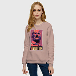Свитшот хлопковый женский Lenin revolution, цвет: пыльно-розовый — фото 2