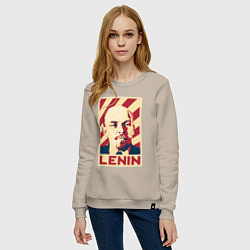Свитшот хлопковый женский Vladimir Lenin, цвет: миндальный — фото 2