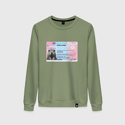 Свитшот хлопковый женский Bobr kurwa passport, цвет: авокадо
