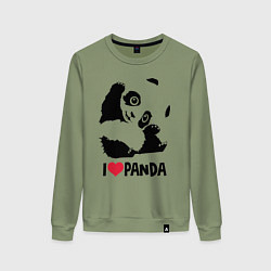 Свитшот хлопковый женский I love panda, цвет: авокадо