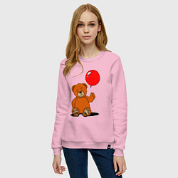 Свитшот хлопковый женский Плюшевый медведь с воздушным шариком, цвет: светло-розовый — фото 2