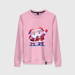 Свитшот хлопковый женский Дед Морозы, цвет: светло-розовый