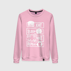 Свитшот хлопковый женский Еда сон туризм, цвет: светло-розовый