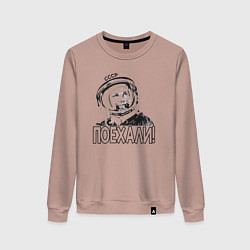 Свитшот хлопковый женский Пооехали Гагарин, цвет: пыльно-розовый