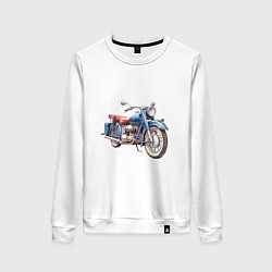 Свитшот хлопковый женский Ретро мотоцикл олдскул, цвет: белый