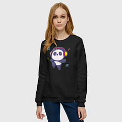 Свитшот хлопковый женский Music panda, цвет: черный — фото 2