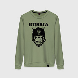 Свитшот хлопковый женский Russian gorilla, цвет: авокадо