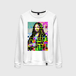 Свитшот хлопковый женский Mona Lisa - mosaic pop art, цвет: белый