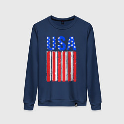 Свитшот хлопковый женский America flag, цвет: тёмно-синий