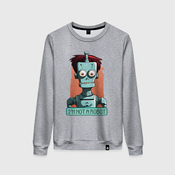 Свитшот хлопковый женский Я не робот, цвет: меланж