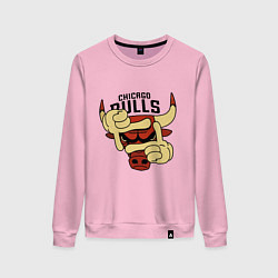 Свитшот хлопковый женский Bulls logo with hands, цвет: светло-розовый