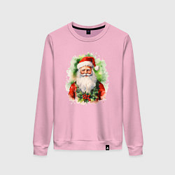 Свитшот хлопковый женский Бородатый Санта, цвет: светло-розовый