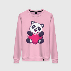 Свитшот хлопковый женский Сердце панды, цвет: светло-розовый