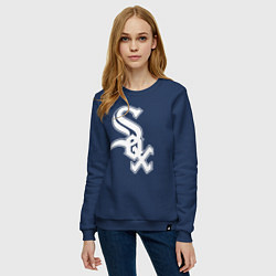 Свитшот хлопковый женский Chicago white sox - baseball, цвет: тёмно-синий — фото 2