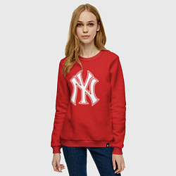 Свитшот хлопковый женский New York yankees - baseball logo, цвет: красный — фото 2