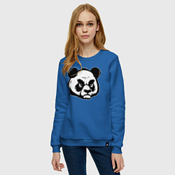 Свитшот хлопковый женский Недовольная морда панды, цвет: синий — фото 2