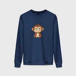 Свитшот хлопковый женский Маленькая обезьяна, цвет: тёмно-синий