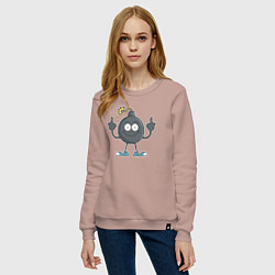 Свитшот хлопковый женский Взрывной привет, цвет: пыльно-розовый — фото 2