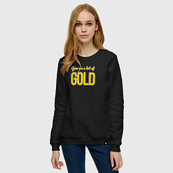 Свитшот хлопковый женский Give me a lot of gold, цвет: черный — фото 2