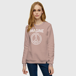 Свитшот хлопковый женский Imagine peace, цвет: пыльно-розовый — фото 2