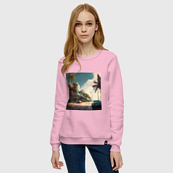 Свитшот хлопковый женский Солнечный Майами, цвет: светло-розовый — фото 2