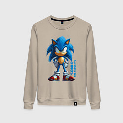 Свитшот хлопковый женский Sonic - poster style, цвет: миндальный